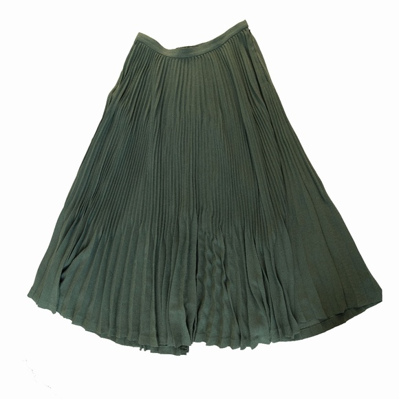 Theory Earth Green Pleated Maxi Skirt - Picture 2 of 15